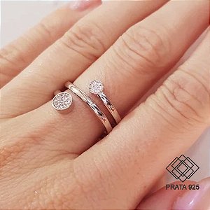 Anel Círculos Prata 925 Zircônias