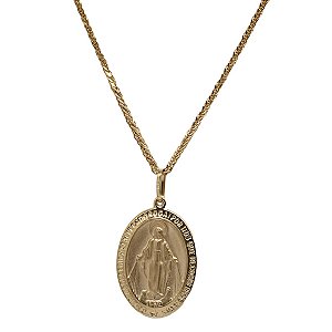 Kit Cordão + Pingente Nossa Senhora das Graças Ouro 18k