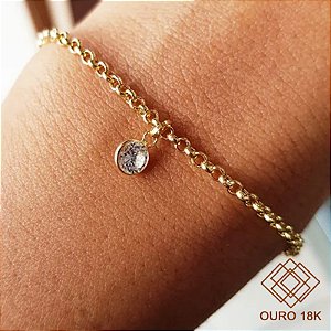 Kit Pulseira Ouro 18k + Pingente Ponto de Luz Ouro 18k