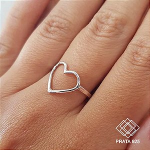 Anel Coração Vazado Prata 925