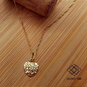 Kit Cordão Ouro 18k + Pingente Coração Ouro 18k