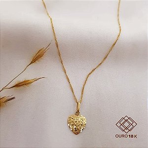 Kit Cordão Ouro 18k + Pingente Coração Ouro 18k