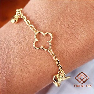 Pulseira Trevo Quatro Folhas Ouro 18k