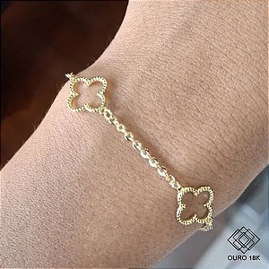 Pulseira Trevo Quatro Folhas Ouro 18k