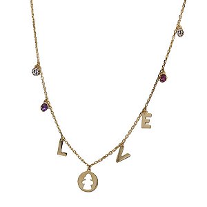 Gargantilha Love Ouro 18k Zircônias