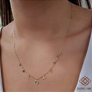 Gargantilha Love Ouro 18k Zircônias