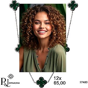 Gargantilha Trevos Quatro Folhas Prata 925
