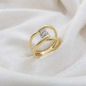 Anel Trançado Ouro 18k Diamantes Naturais