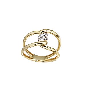 Anel Trançado Ouro 18k Diamantes Naturais