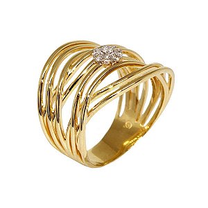 Anel Ouro 18k Diamantes