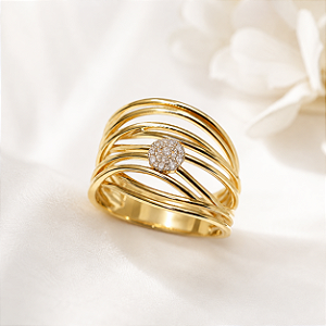 Anel Ouro 18k Diamantes