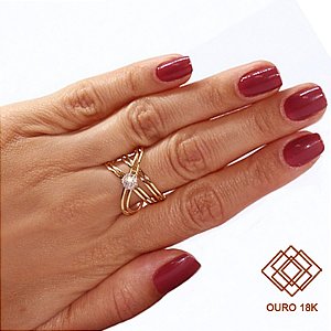 Anel Ouro 18k Diamantes