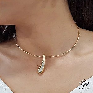 Pingente Gota Bold Ouro 18k Com Ródio