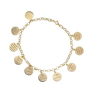 Pulseira Medalha 10 Mandamentos Ouro 18k