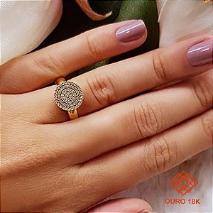 Anel Chuveiro Redondo Ouro 18k Zircônias