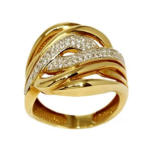 Anel Ouro 18k Zircônias
