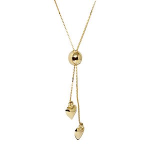 Gargantilha Gravatinha Esfera Ouro 18k