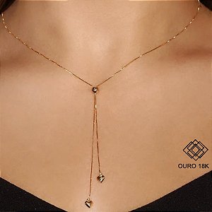 Gargantilha Gravatinha Esfera Ouro 18k
