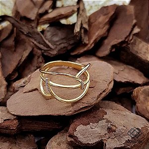Anel Ouro 18k Zircônias