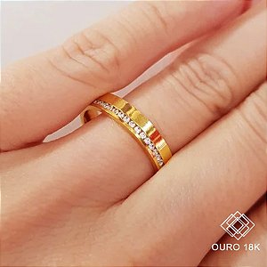 1 Aliança Casamento Ouro 18k Diamante