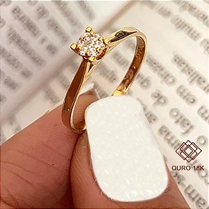 Anel Solitário Ouro 18k Diamante