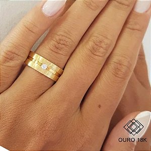 1 Aliança Casamento Ouro 18k Diamante