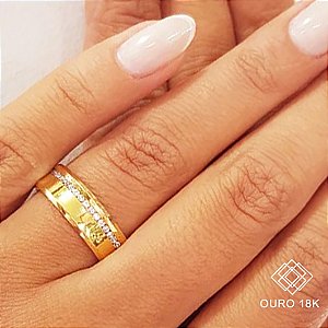 1 Aliança Casamento Ouro 18k Diamante