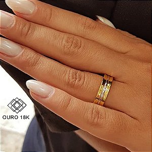 1 Aliança Casamento Ouro 18k Diamante