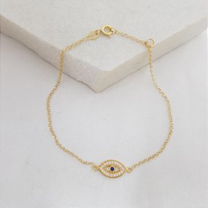 Pulseira Olho Grego Ouro 18k Zircônia