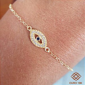 Pulseira Olho Grego Ouro 18k Zircônia