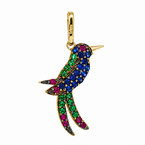 Pingente Beija Flor Ouro 18k Zircônias