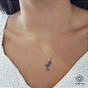 Pingente Beija Flor Ouro 18k Zircônias