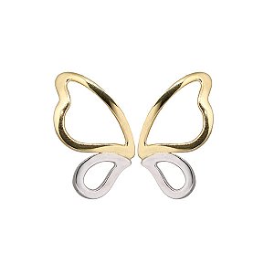 Brinco Borboleta Bicolor Ouro 18k