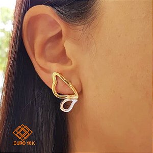 Brinco Borboleta Bicolor Ouro 18k