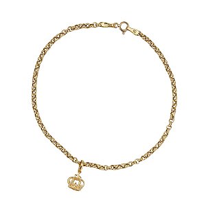 Kit Pulseira Ouro 18k + Pingente Coroa Ouro 18k