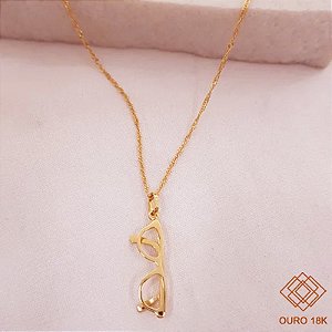 Kit Cordão Ouro 18k + Pingente Óculos Ouro 18k