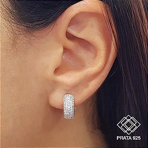 Brinco Argola Prata 925 Zircônia