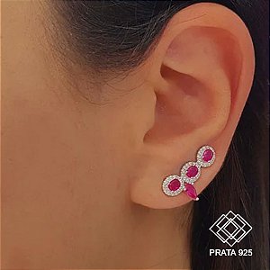 Brinco Ear Cuff Prata 925 Zircônia