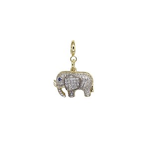 Pingente Elefante Ouro 18k Zircônias