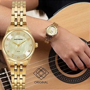 Kit Relógio Mondaine Feminino Dourado