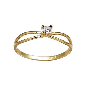 Anel Solitário Ouro 18k Zircônia