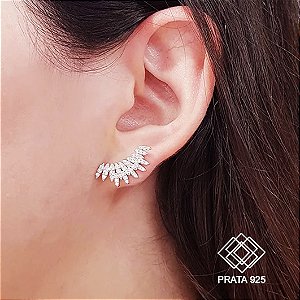 Brinco Ear Cuff Prata 925 Zircônia