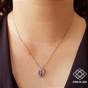 Gargantilha Nossa Senhora Aparecida Prata 925 Zircônia