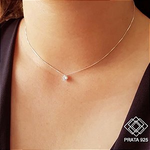Gargantilha Ponto de Luz Prata 925 Zircônia