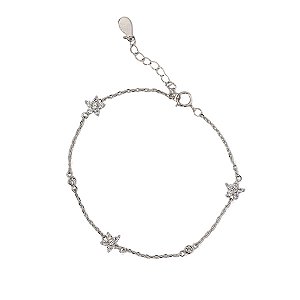 Pulseira Flores Prata 925 Zircônia