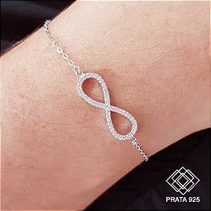 Pulseira Infinito Prata 925 Zircônia