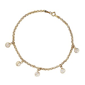 Kit Pulseira Ouro 18k + Pingentes Ponto de Luz Ouro 18k