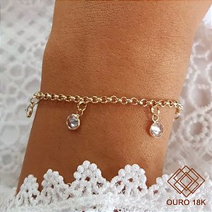Kit Pulseira Ouro 18k + Pingentes Ponto de Luz Ouro 18k