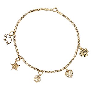 Kit Pulseira Ouro 18k + Pingentes Ouro 18k
