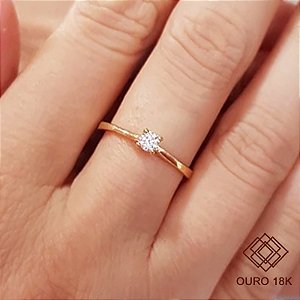 Anel Solitário Ouro 18k Brilhante Moissanite 15 pts